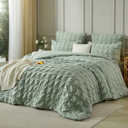 Luofanfei Seersucker Bettwäsche 200x220 Grün Salbeigrün Sommer Kühlende Gestreift Karierte Muster Sommerbettwäsche Atmungsaktiv Leicht Bettbezug Einzelbett und Kissenbezüge 80x80 mit Reissverschluss Salbeigrün-g 200*220*1cm 80*80*2cm Angebot bei HelloDeals