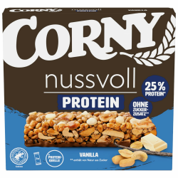 Corny Nussvoll Protein Vanilla | Nussriegel & Proteinriegel ohne Zuckerzusatz | Mit 36% Nüssen & 25% Eiweiß | 3 x 35 g 136mm x 255mm x 131mm Vanille Angebot bei HelloDeals