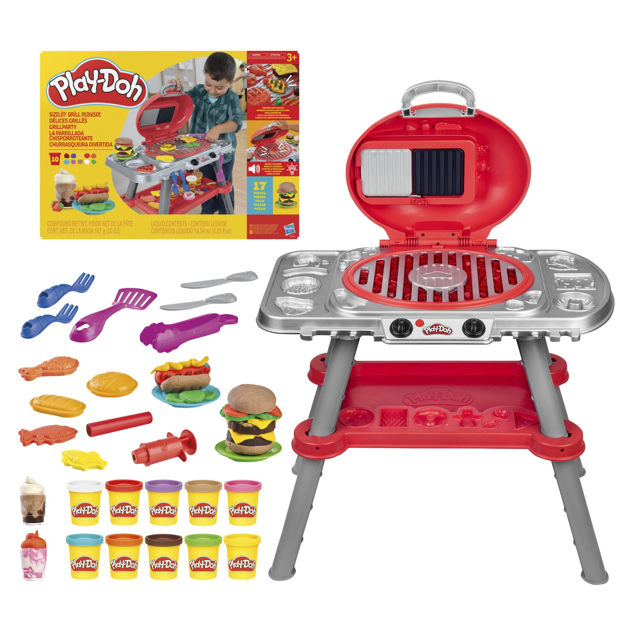 Play-Doh Grillparty Spielzeug, Grill-Station mit Formen, Accessoires und 6 Dosen Knete zum Basteln, Grillen und Kochen, Küchenspielzeug, Bastelset und spannende ab 3 Jahren Angebot bei HelloDeals