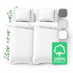 JACOBSON Bettwäsche 135x200 Set - 100% Baumwolle - 2 Bettbezüge 135x200 cm + 2 Kissenbezüge 80x80 cm, Perkal Bettwäsche 4-teilig mit Reißverschluss (135x200cm, Weiß, 4-teilig) 135x200cm (4-teilig) Weiß Angebot bei HelloDeals