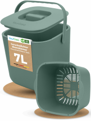 YourCasa Biomülleimer Küche 7L - Komposteimer mit herausnehmbarem Sieb & Deckel - geruchsdicht, spülmaschinenfest & ohne Biomülltüten - Bio Mülleimer für selteneres Entleeren (Mint) 7 Liter Mint Angebot bei HelloDeals