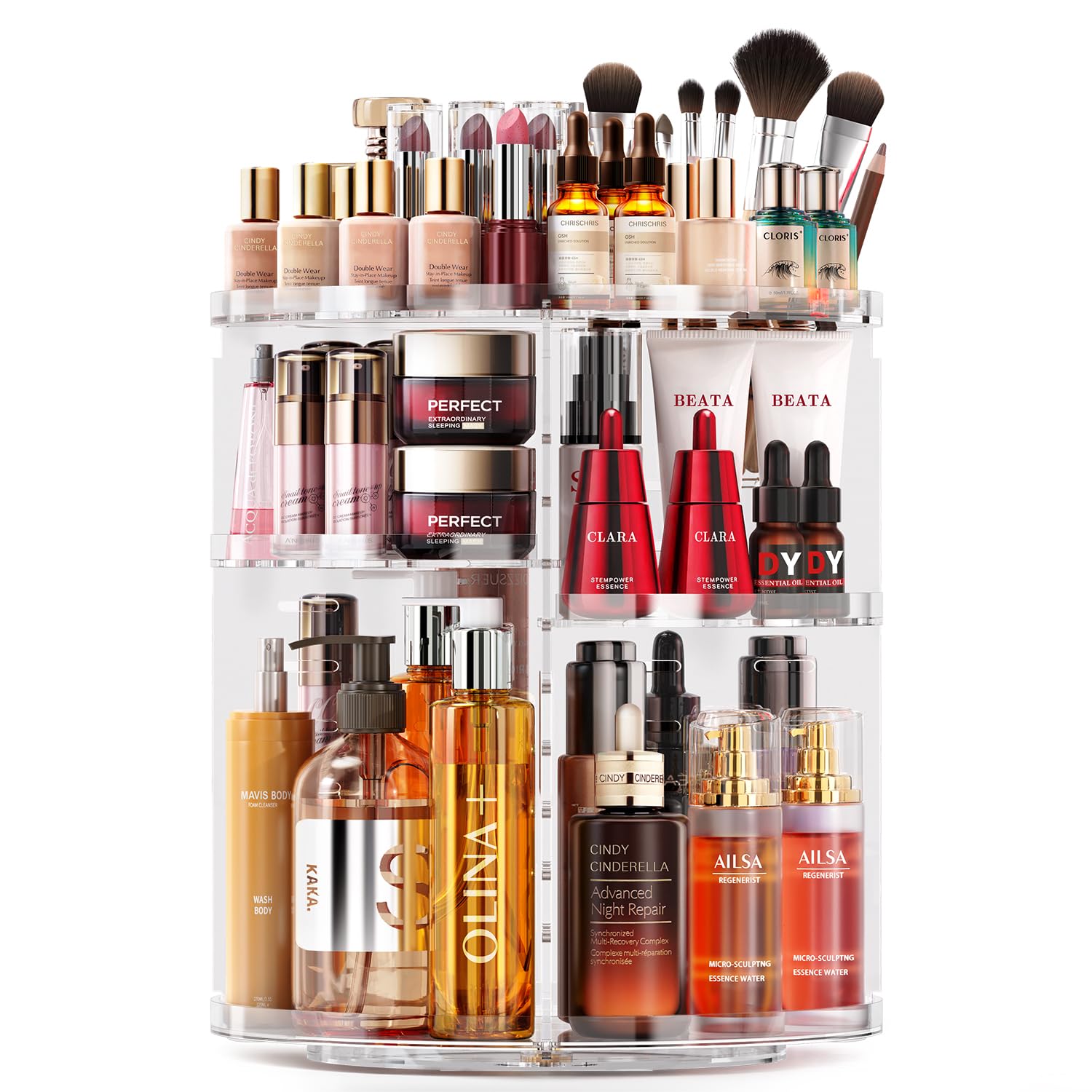 Auxmir Schminktisch Organizer mit 9 Einstellbaren Stufen, Make Up Organizer 360° Drehbar, Extra Größer Kosmetik Skincare Organize, Schmink Aufbewahrung für Schlafzimmer Badezimmer als Geschenk Glastransparent-9 Stufen Angebot bei HelloDeals