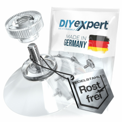 Saugnapf mit Gewinde aus Edelstahl | Made in Germany | [Ø 30 mm] [4 Stück] | Hochwertige Saugnäpfe für Camping und Auto | Ideal als Saugnapf Haken und Saugheber Ø30mm/M4x10mm 4 Stück Angebot bei HelloDeals