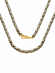 ChainsPro Königskette für Herren Damen Byzantinische Halskette Edelstahl 4/6mm breit Schmuck Silber,Gold & Silber und Gold schwarze Mischung 46-76cm klassisches und edles Geschenk A: 4mm-Vergoldet Silber 51cm Angebot bei HelloDeals