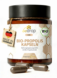 bedrop Bio Propolis Kapseln 800mg pro Kapsel hochdosiert - 60 Propolis Extrakt Kapseln aus Bio Imkerei - Reich an Polyphenolen & Flavonoiden - In nachhaltiger Glas Verpackung 60 Stück (1er Pack) Angebot bei HelloDeals