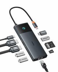 Baseus 10-in-1 Docking Station USB C 10 Gbps Up to 4K@120 Hz, Hub mit 2 HDMI, 2X USB-C und 3X USB-A, Gigabit Ethernet, SD/TF und 100W Power Delivery für MacBook/Dell/HP/Lenovo und mehr PC 10-in-1 Schwarz Angebot bei HelloDeals