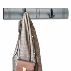 Garderobenhaken mit 5 Beweglichen Haken, Moderne Kleiderhaken Wand für Schlafzimmer Bad Küche, Garderobenleiste für Jacken, Mäntel, Schals, Handtaschen und Mehr, Grau Angebot bei HelloDeals