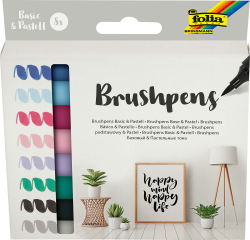 folia 171929 - Brush Pens, 8er Set Basic & Pastell, Pinselstifte mit flexibler Spitze, Strichstärke ca. 1 - 7 mm, auf Wasserbasis, in 8 verschiedenen Farben Angebot bei HelloDeals