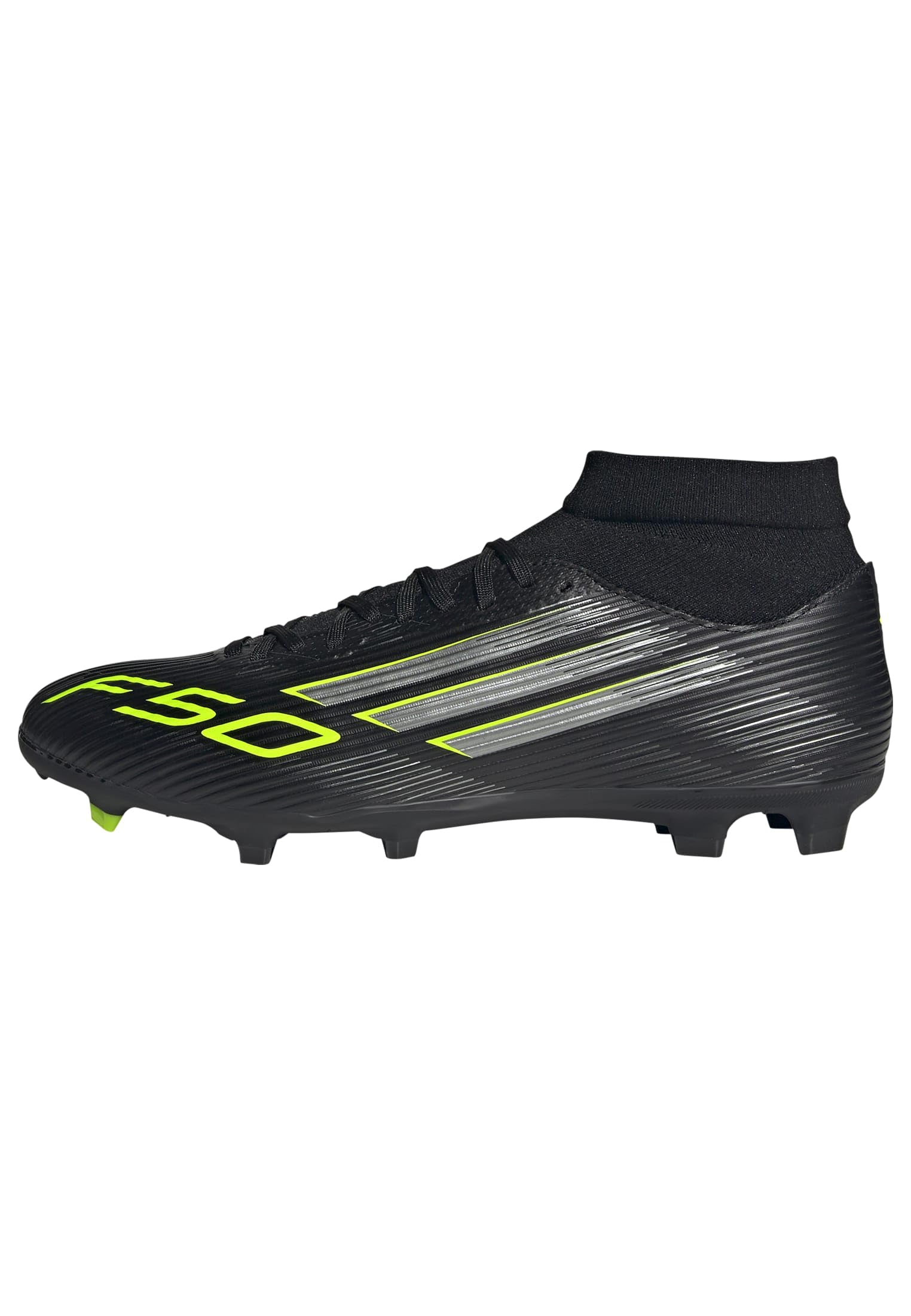 adidas Unisex F50 League Fußballschuh, Feste/gemischte Böden, mittelhoch 46 EU Core Black Iron Metallic Lucid Lemon Angebot bei HelloDeals