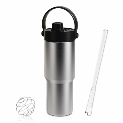 700ML Protein Shaker Edelstahl Shaker Thermosflasche Mit Strohhalm 316 Edelstahl isolierter Protein-Shaker-Becher Vacumm Trinkbecher BPA-frei für Sport (Silber) Angebot bei HelloDeals