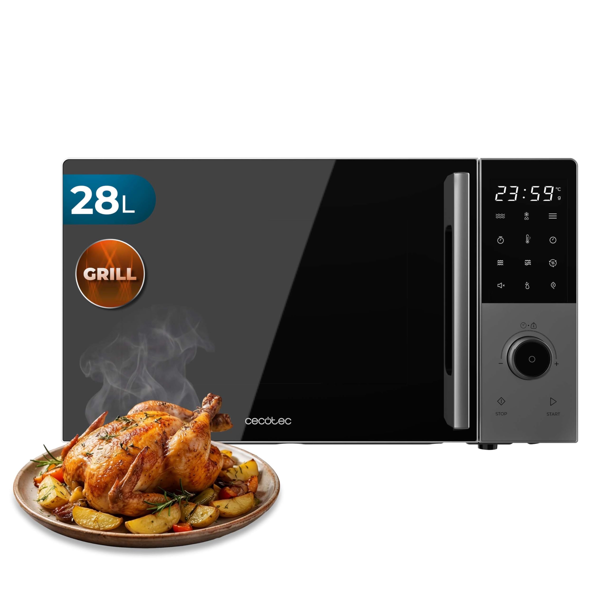 Cecotec Digitaler Mikrowellenherd mit Grill 28L Proclean 2800. 900W, Grill 1200W, Konvektion 2200W, 8 Programme, 5 Leistungsstufen, 315mm Platte, 60m Timer, Kindersicherung, Touch Angebot bei HelloDeals