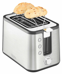 Krups KH442D Control Line Premium Toaster, Edelstahl, 2 kurze Schlitze für 2 Scheiben, Brötchenaufsatz, 6 Bräunungsgrade, 850 W, 23.6 x 32.4 x 20.2 cm, Silber/ Schwarz Angebot bei HelloDeals