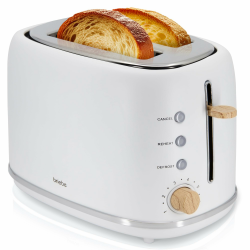 briebe Nordic Toaster mit breitem Schlitz, Toaster für 2 Scheiben, 6 Röststufen, Aufwärmfunktion, Abbrechen, Aufwärmen und Auftauen, Krümelschublade, Nordisches Design, 870 W, Weiß Angebot bei HelloDeals