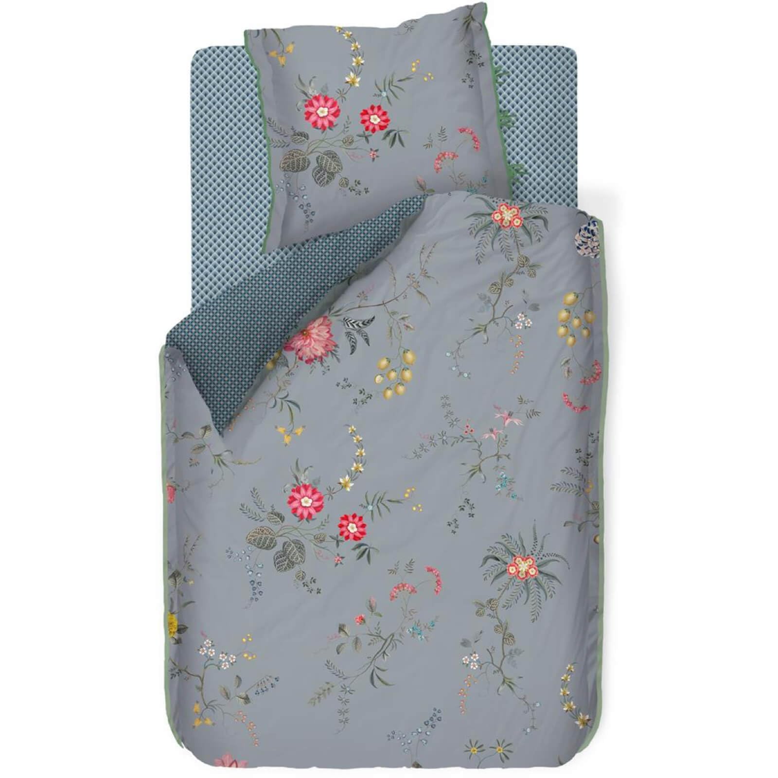 Pip Studio Bettwäsche Fleur Grandeur aus 100% Baumwolle Perkal mit Blumenmuster und Wendeoptik, Blau, 135 x 200 cm 135 cm x 200 cm Angebot bei HelloDeals
