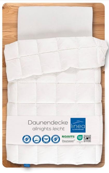 Linea by böhmerwald - allnights - kuschelige Bettdecke leicht, 135x200, 100% Neue Federn & Daunen, Allergiker geeignet, waschbar bis 60°C, in Deutschland produziert 135 x 200 cm Wärmeklasse leicht Angebot bei HelloDeals