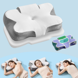 SONGMICS Kopfkissen, Kissen ergonomisch, Nackenkissen, höhenverstellbar, Schlafkissen, Memory Foam Kissen, für Seitenschläfer, Rückenschläfer & Bauchschläfer, wolkenweiß-Taubengrau TBP051GZ02 Angebot bei HelloDeals