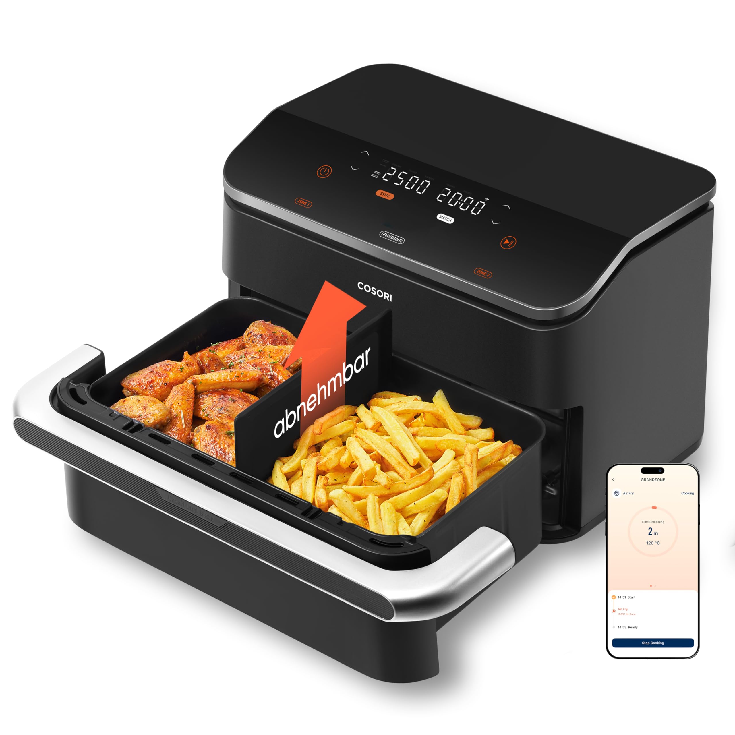 COSORI Heißluftfritteuse 2 Kammern, Dual Blaze TwinFry 10L Airfryer, mit 4 Heizrohren und flexiblen Kammern, gleichmäßige Hitzeverteilung, Temperatur bis 240 Grad C, Schwarz, TF102S Angebot bei HelloDeals