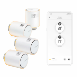 Netatmo Pack 4 Verbundene und Intelligente Thermostatköpfe, Zubehör für Verbundene und Intelligente Thermostate, Thermostatventile für Heizkörper, NBU-4-NAV-EU 4x Ventile (Amazon) Ventil Angebot bei HelloDeals