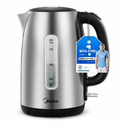 Midea Wasserkocher Edelstahl 1.7L, BPA-freier Wasserkocher, 2200W Schnellkochfunktion, Kettle mit Wasserstandsanzeige, LED-Leuchtanzeige, 360°-Basis, Trockenlaufschutz, MKE17M1ADS Edelstahl 1.7 Liter Angebot bei HelloDeals