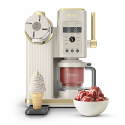 Ninja CREAMi Scoop & Swirl Eismaschine mit 2 Behältern, 13 Funktionen, für Eiscreme, Softeis, Gelato, Sorbet, Milchshakes und mehr, mit Mix-In-Funktion, Stone Gold NC701EUSTGD Angebot bei HelloDeals