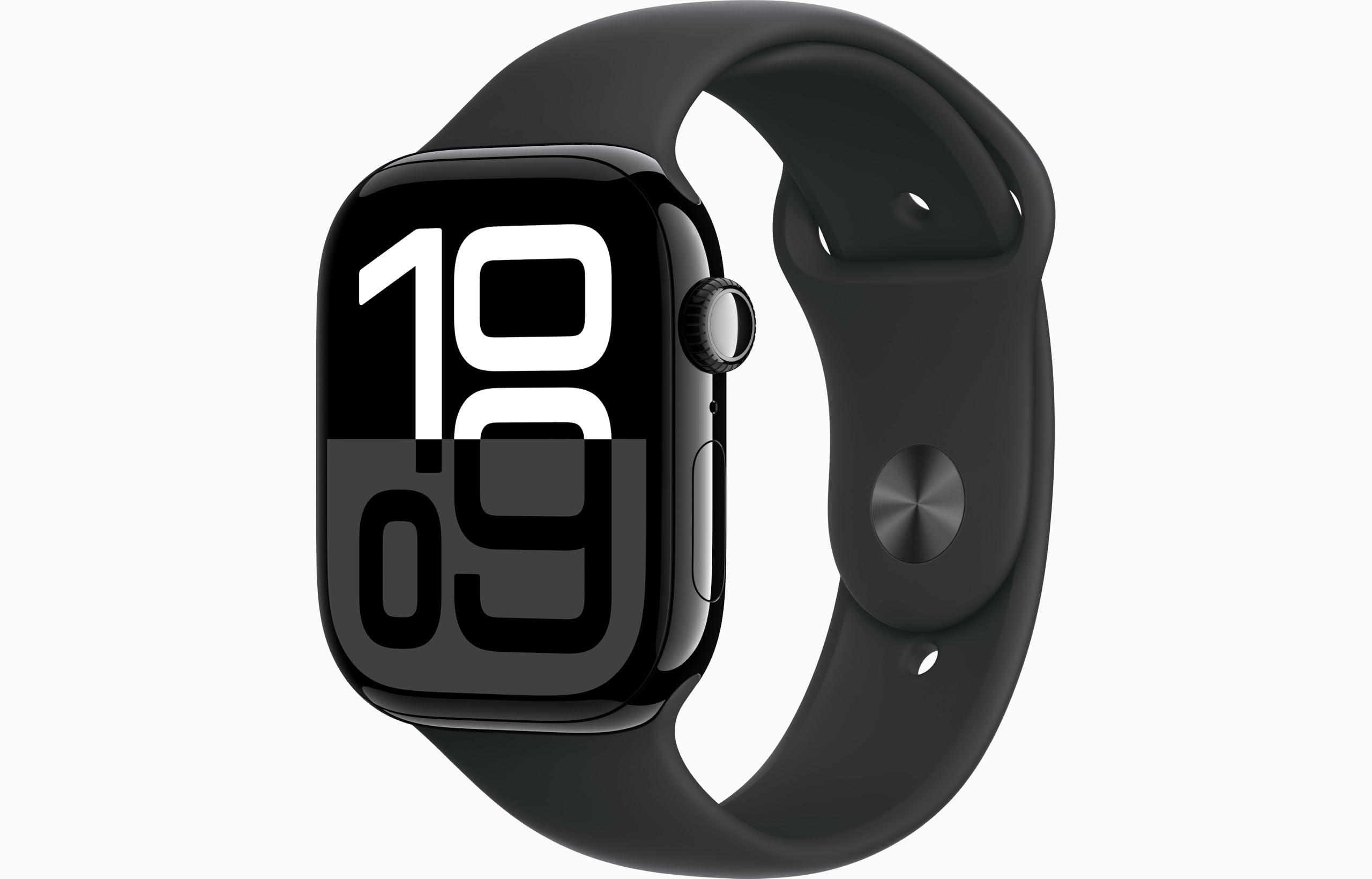 Apple Watch Series 10 [GPS, 46mm] - Aluminiumgehäuse Diamantschwarz mit Sportarmband Schwarz, M/L (Generalüberholt) M/L Jet Black Aluminum Case with Black Sport Strap 46mm Bluetooth GPS Angebot bei HelloDeals
