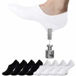 Sneaker Socken Damen Füßlinge 8 Paar No Show Unsichtbare Socken Unisex Schwarz Weiß Grau Hautfarbe 35-38 39-42 43-46 39-42 4xschwarz/4xweiß Angebot bei HelloDeals