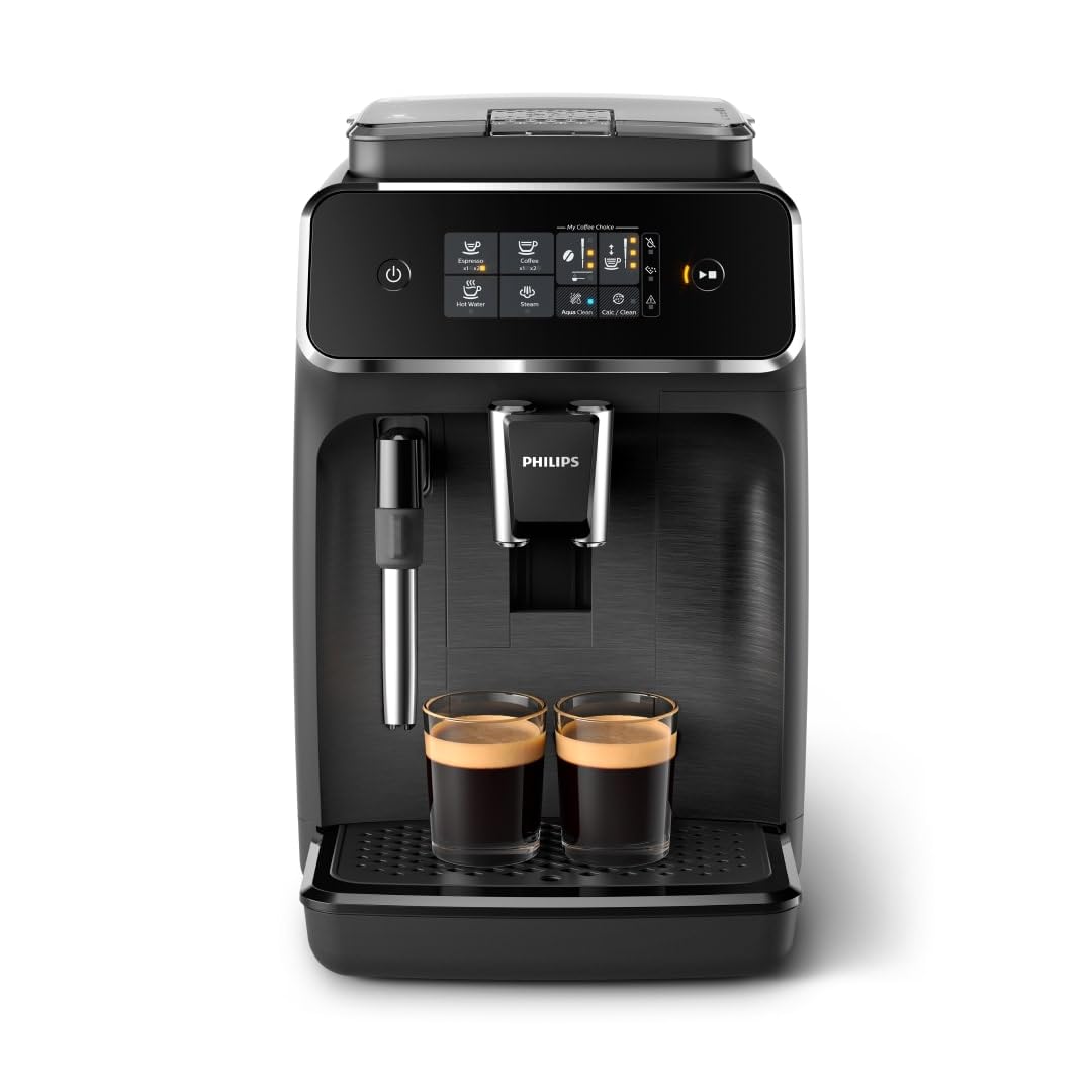 Philips 2200 Series Kaffeevollautomat - 2 Kaffeespezialitäten, Touch-Display, klassischer Milchaufschäumer, Keramikmahlwerk, Mattschwarz (EP2220/10) 2 Kaffeespezialitäten Schwarz Angebot bei HelloDeals