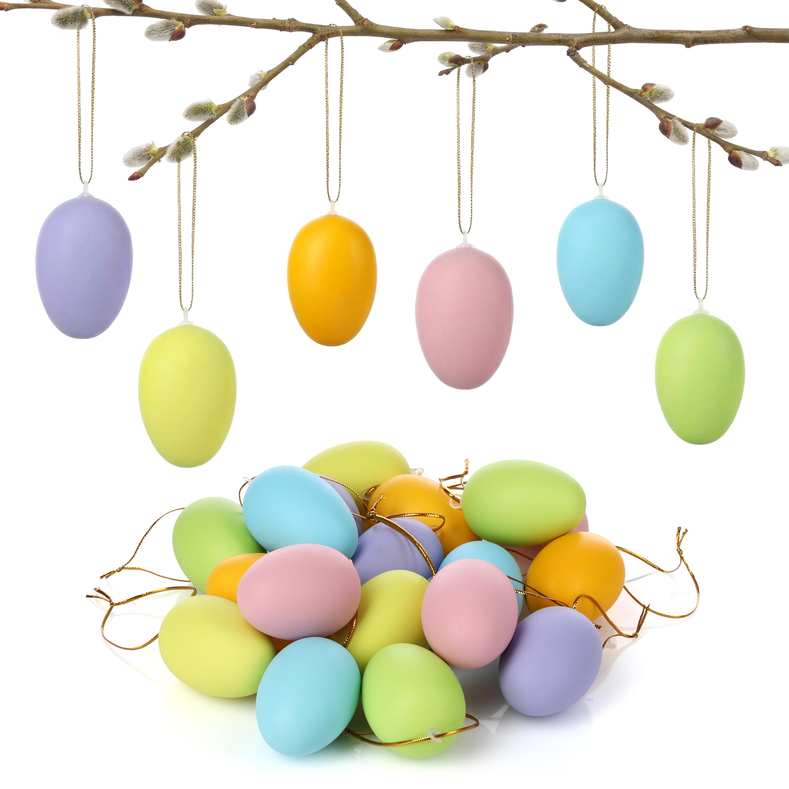 Nordstern Ostereier zum Aufhängen 24er Pack in Pastellfarben - Osterdeko, Frühlingsdeko für Innen und Außen - Plastikeier zum Bemalen in 6 Farben Angebot bei HelloDeals