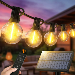 Solar Fernbedienung Lichterkette LED Aussen - 15M 50FT G40 LED Outdoor Solarlichterkette 3 Modi mit Wetterfest G40 Glühbirne IP44 Wasserdich Aussen Lichterketten für Balkon Garten Pavillon Terrasse 15M-Solarenergie Angebot bei HelloDeals