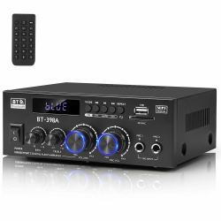 HiFi Stereo Verstärker, 450Wx2, 2-Kanal Mini Bluetooth Verstärker mit w/UKW-Radio, USB/SD, optischen & koaxialen Eingängen – kompatibel mit Passivlautsprechern & Aktiver Subwoofer BT-398A Angebot bei HelloDeals