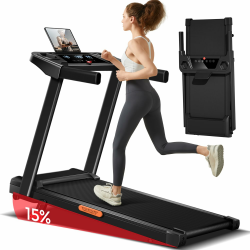 Laufband für Zuhause Klappbar mit Steigung, Laufbänder 12KM/H, Treadmill for Home mit 3,0-PS-Motor und LED-Anzeige, 136KG Schwarz z1 Angebot bei HelloDeals