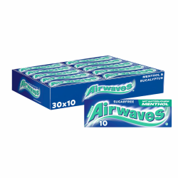Airwaves Kaugummi Zuckerfrei, Menthol Eukalyptus Gum, 30 x 10 Dragees, Großpackung Chewing Gum, Mit Natürlichem Menthol, Kaugummi ohne Zucker mit Minz Frische (300 Dragees) Menthol & Eucalyptus Angebot bei HelloDeals