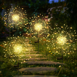 GIGALUMI Gartendeko Solarleuchten für Außen,4 Stück 120 LED Feuerwerk Solarleuchten, Wetterfest Pusteblume Solarlampen für Balkon Terrasse Blumenkästen Hof Deko Warmweiß 4 Stück Angebot bei HelloDeals