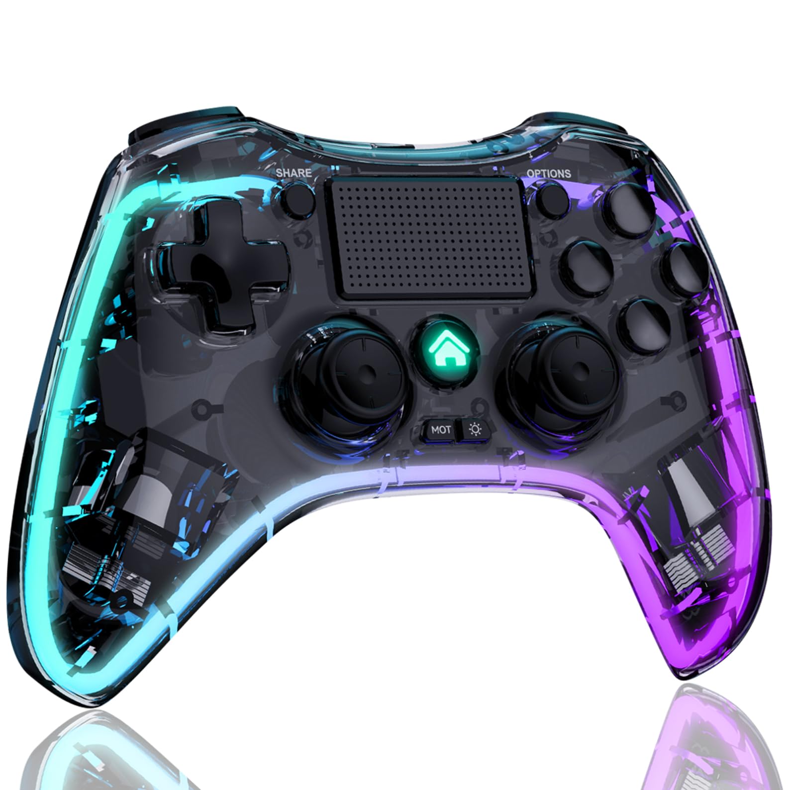 Shiptree Wireless Controller für PS-4, LED RGB Game Controller Kompatibel mit PS-4/Slim/Pro/PC mit Turbo/Makro/Dual Vibration/6-Achsen Gyro Sensor/Touchpanel/RGB-LED/Audio Jack BLUE Angebot bei HelloDeals