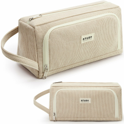 KALIDI Federmäppchen Mäppchen Federtaschen 2 Fächer, extra groß Pencil Case Stifte Etui Schule, Aesthetic Federmäppchen Mäppchen für Mädchen und Jungen, Cord Khaki Angebot bei HelloDeals