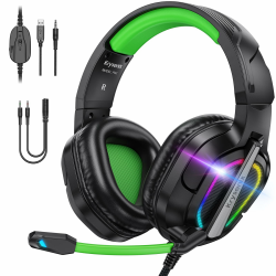 PG2 RGB Gaming Headset für PS4, PS5, PC, Xbox,Switch,Ps5 Gaming Headset mit Mikrofon, Over-Ear Kopfhörer,Ps4 Kopfhörer mit 3,5mm Klinke,Wald Grün Angebot bei HelloDeals