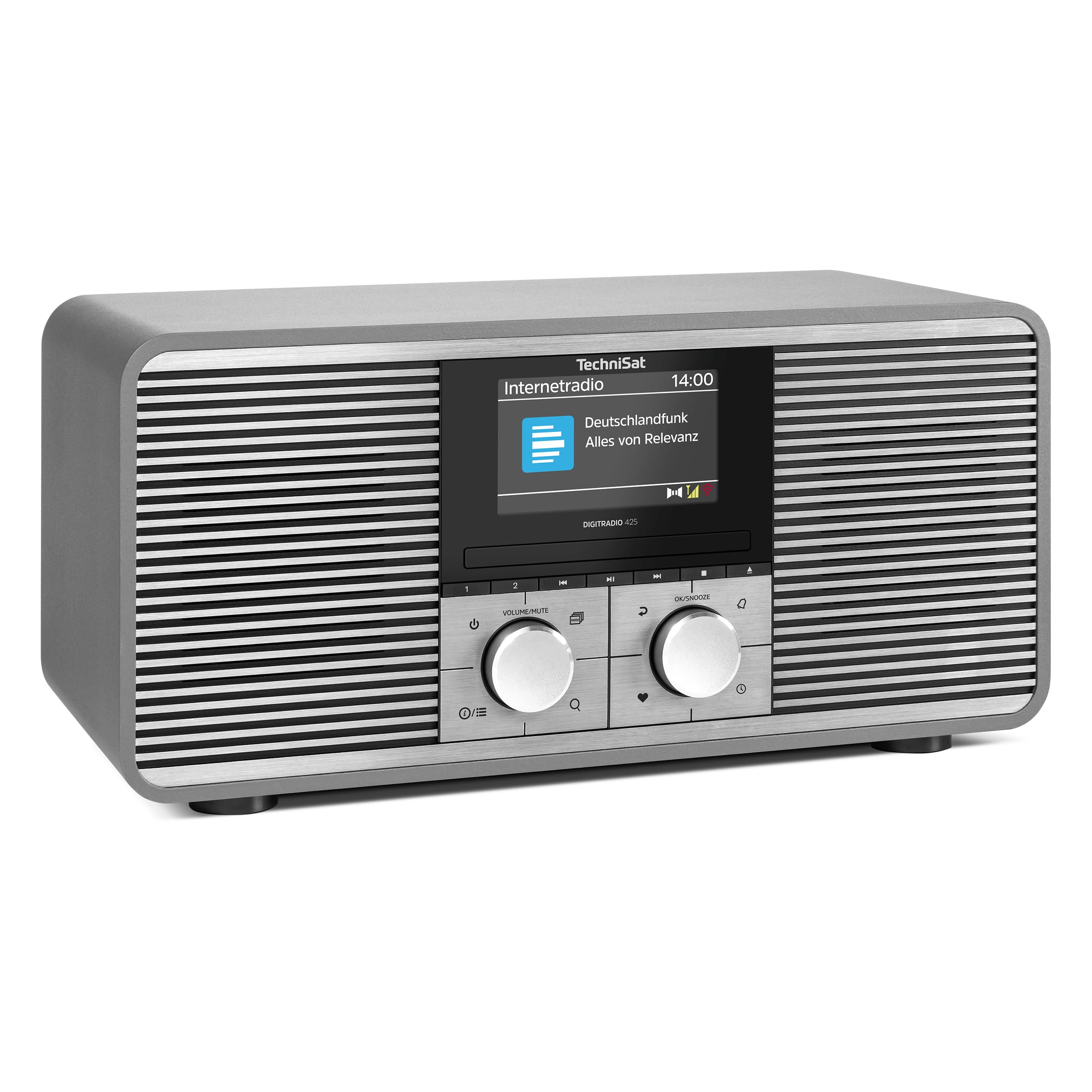 TechniSat DIGITRADIO 425 - Premium Radio mit 40 Watt Stereo Lautsprecher (DAB+, WLAN Internetradio, CD, Bluetooth, großes 4,3 Zoll Farbdisplay, Musik-Streaming, Front aus eloxiertem Aluminium) Angebot bei HelloDeals