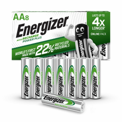 Energizer Recharge Power Plus - AA Akkus (8 Stück) - 2000 mAh NiMH Batterien - Bis zu 5 Jahre nutzbare Batterielebensdauer - Bis zu 1000 mal wiederaufladbar - 100% plastikfreie Recycelbar Verpackung AA (8 Stück) Angebot bei HelloDeals