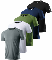 Boyzn 1, 3, 5 or 7er Pack Sport Tshirts Herren Kurzarm T-Shirts Funktionsshirt Laufshirt Schnelltrocknend Atmungsaktive Sport Shirt Sommer Fitnessshirt Trainingsshirt für Running Workout Bodybuilding XXL 5er-pack-schwarz/Navy/Grün/Weiß/Dunkelgrau Angebot bei HelloDeals