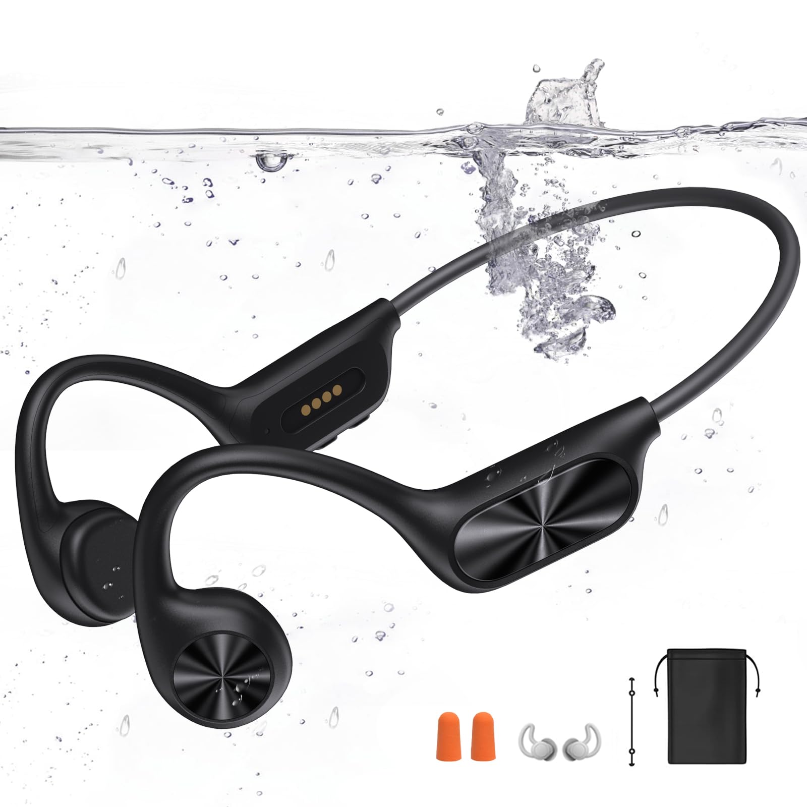 Kopfhörer Schwimmen, Knochenschall Kopfhörer Bluetooth 5.4, IPX8 Wasserdicht,Sportkopfhörer 32G Speicher, Open Ear Headset mit MP3-Player, Unterwasser Ohrhörer zum Schwimmen, Training & Laufen Schwarz-X7P Angebot bei HelloDeals