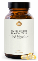 SUNDAY NATURAL® Omega 3 Vegan - 120 Softgel Kapseln - 1.000 mg Algenöl pro Tagesdosis: 350 mg DHA und 180 mg EPA - Leicht schluckbare Omega 3 Kapseln - Laborgeprüft Angebot bei HelloDeals
