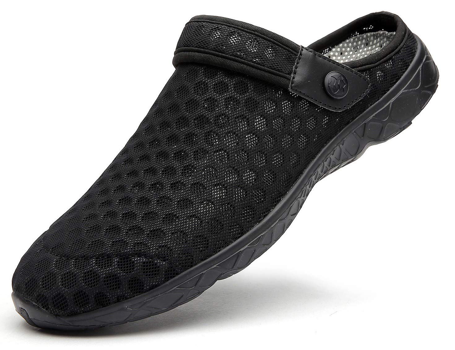 Damen Herren Clogs Hausschuhe Gartenschuhe Sommer Badelatschen Strand Schuhe Sandalen Pantoletten 43 EU E Pure Schwarz Angebot bei HelloDeals