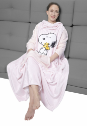 United Labels The Peanuts Snoopy Decke mit Ärmeln, Rosa, Flauschige Kuscheldecke 130x170 cm, Ärmeldecke mit Bauchtasche, TV Decke Angebot bei HelloDeals