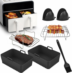 Heißluftfritteuse Zubehör - Airfryer Zubehör für Ninja Foodi AF400EU AF300EU AF400EUCP 7,6L-9.5L Und Anderen Dual Zone Air Fryer, BPA-Frei,Spülmaschinenfest | Ninja Dual Zone Heißluftfritteuse Zubehör 7 Stück Heißluftfritteuse Zubehör Angebot bei HelloDeals