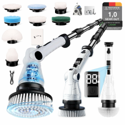 Elektrische Reinigungsbürste,Fugenreiniger Elektrisch mit Verstellbarem Griff und 8 Austauschbaren Köpfen, 3 Rotationsgeschwindigkeiten,Wanne mopSet, Reinigungsbürste für Badezimmer Küche Auto Angebot bei HelloDeals