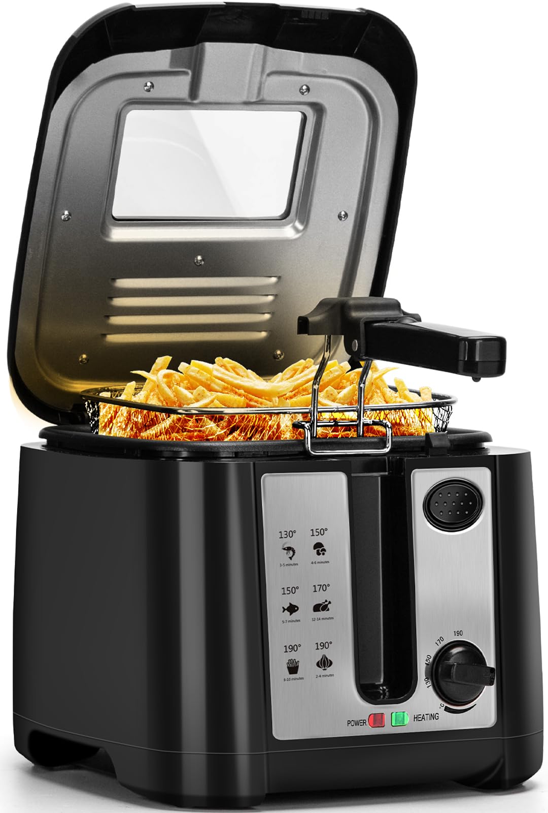 Aigostar Olivia - Fritteuse mit 2,5 l Fassungsvermögen, 1650 W, BPA-freie Fritteuse mit Sichtfenster, Temperaturregelung und -anzeige, schwarz Angebot bei HelloDeals