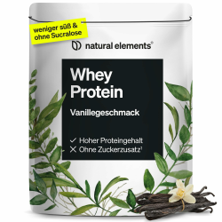 natural elements Whey Protein Pulver – Vanille – 1kg – 24g Protein pro Portion – nicht zu süß, nur natürliche Aromen – hochdosiert – in Deutschland produziert & laborgeprüft Angebot bei HelloDeals