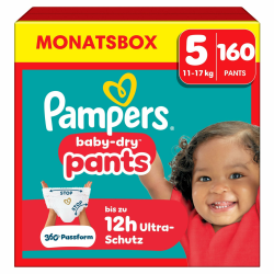 Pampers Baby-Dry Pants Größe 5, 160 Stück, 11kg-17kg, 360° auslaufsichere Passform für Tag und Nacht Größe 5 (160 Stück) NEU Angebot bei HelloDeals