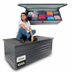 Grindi - Gartenbox Metall - Kissenbox - Auflagenbox - 1000l - 185x82x75 - Orto III - Aufbewahrungsbox mit Deckel - Outdoor - Sitzbank mit Stauraum - Gartenhaus - Geräteschuppen - Truhe mit Deckel Metall 1000L Angebot bei HelloDeals
