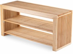 Schuhbank mit Sitzfläche aus Bambus – Schuhregal schmal mit 2 Ebenen für 6 Paar Schuhe – platzsparender Schuhschrank für Flur & Garderobe – Sitzbank mit Stauraum Lang mit Schuhablage Bambus Angebot bei HelloDeals